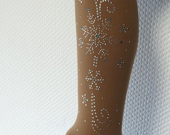 Overboots XL - rhinestone motif - stirrup tights for roller skating and figure skating