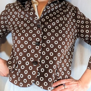 60s Vintage Polka Dot Blazer: Brown & White Mod Jacket