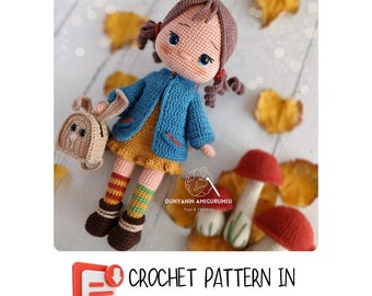 Crochet Pattern - Doll in Cozy Fall-Winter Outfit - Amigurumi Seasonal Girl - English PDF