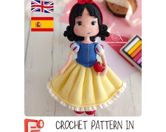 Crochet Pattern Snow White Doll PDF | Fairytale Princess Amigurumi | English & Spanish