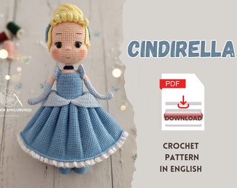 Cindirella Doll, Crochet English PDF pattern Princess Cindirella amigurumi, crochet pattern, handmade toy making, doll making