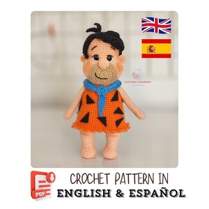 Crochet Pattern - Prehistoric Dad Doll with Orange Tunic & Tie - Amigurumi PDF
