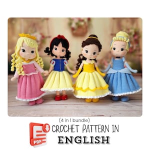 Haakpatroonset amigurumi-prinsespop - pdf-zelfstudie - Engelse digitale download