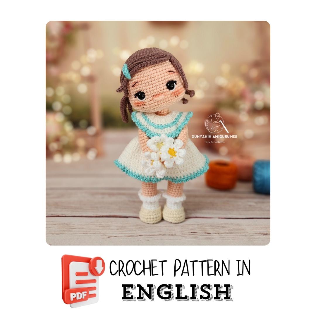 Crochet English PDF Pattern Alin Doll Amigurumi UK