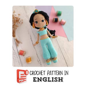 Crochet Pattern - Desert Princess Doll with Long Black Hair - Amigurumi PDF (English)