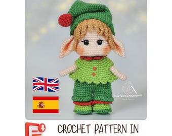 Crochet Pattern | Elwin the Little Elf | Amigurumi Christmas Elf Doll | PDF Tutorial | English - Spanish