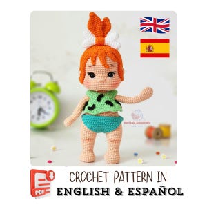 Crochet Pattern: Prehistoric Doll - Baby Girl Amigurumi (PDF)