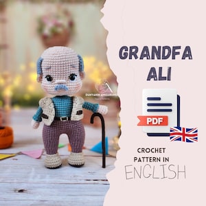 Crochet English PDF pattern Grandfather Doll amigurumi, Easy Amigurumi grandfa doll