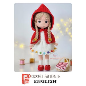Crochet English PDF Pattern - Red Riding Hood Doll - Amigurumi Handmade Toy
