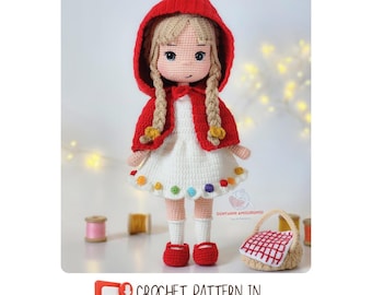 Crochet English PDF Pattern - Red Riding Hood Doll - Amigurumi Handmade Toy