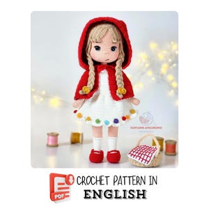 Crochet English PDF Pattern - Red Riding Hood Doll - Amigurumi Handmade Toy
