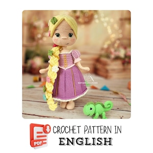 Häkelanleitung - Langhaarige Prinzessin & kleines Chamäleon - Amigurumi PDF (englisch)