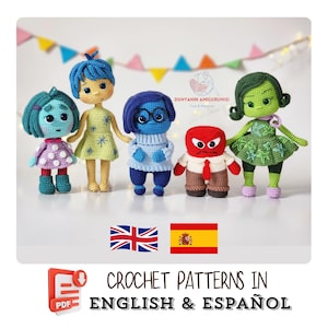 Schema all'uncinetto: Bambole emozionali Amigurumi 5 in 1 (schema PDF in inglese-spagnolo)