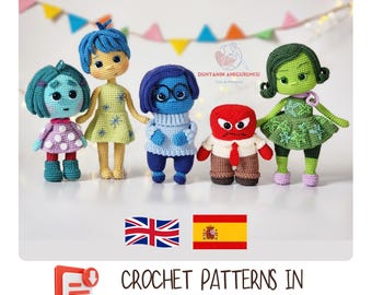 Crochet Pattern: 5-in-1 Amigurumi emotion Dolls (PDF Pattern in English-Spanish)