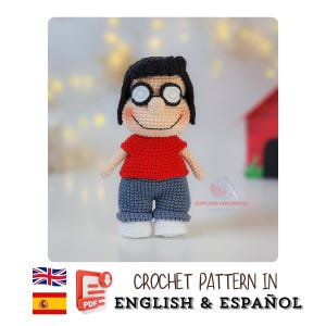 Crochet Doll Pattern - Smart Girl with Glasses, Amigurumi PDF Tutorial (English & Spanish)