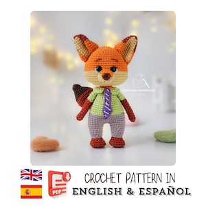 Padrão de crochê – Boneca Amigurumi Raposa Policial em PDF | Padrão em inglês e espanhol