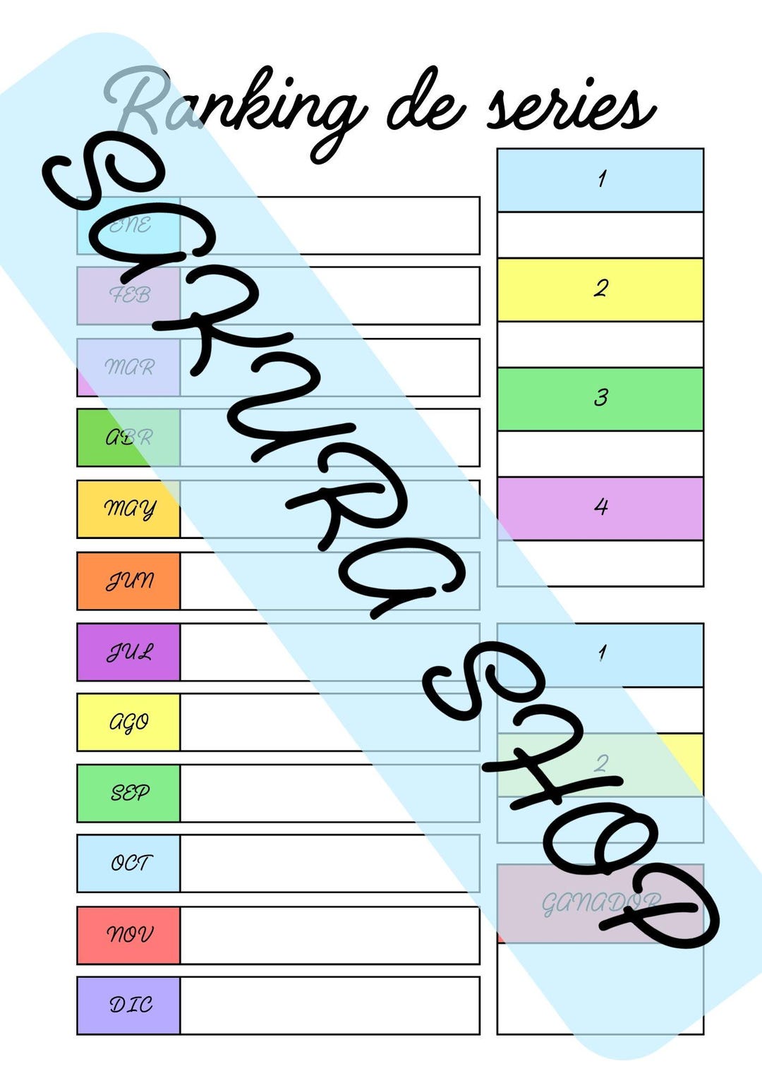 Series Ranking Template - Etsy