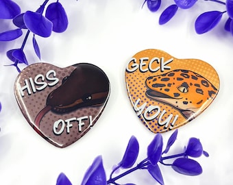 Reptile Heart Badge - Funny Ball Python Leopard Gecko Button Pin