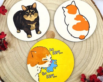 Posavasos con divertidos memes de gatos - Decoración de escritorio con base de corcho