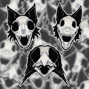 Skull Animal Stickers, Wolf, Cat, Dog, Skulldog, Skullcat Stickers