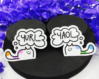 Pegatinas de gatos Yaoi/Yuri: Pegatinas divertidas de gatitos para fans de BL y GL en Ao3 (7 cm)
