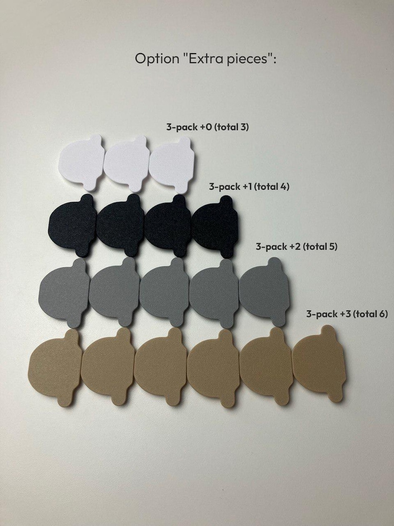 An overview of the "Extra pieces" option. You can always combine multiple sets for different needs, check out the description for more.