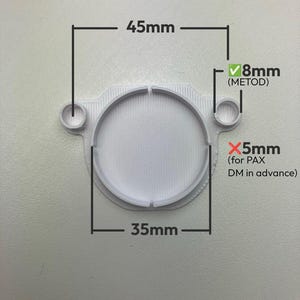 The most important dimensions of the cover, including a notice about the difference between METOD, which uses 8mm screw holes, and PAX, which uses 5mm screw holes. Contact me if you wish to purchase a cover suitable for PAX.