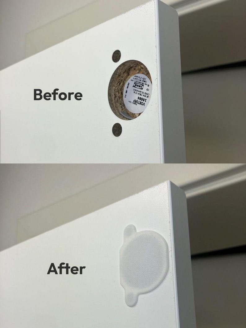 A split image of the before and after using the covers. The shadow from the holes is visible when using strong direct light, like in this photo.
