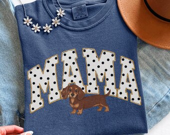 Dachshund Shirt Doxie Mom Tshirt Polka Dot Wiener Dog Tee Dachshund Mama Gift Weenie Dog Graphic Tee Gift for Dachshund Owner