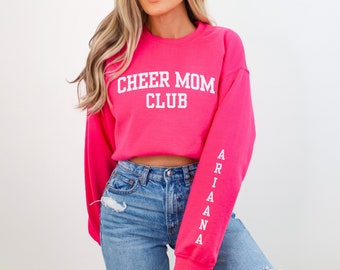 Custom Cheer Mom Sweatshirt Cheer Mom Shirt Personalized Cheer Crewneck for Mom Cheer Competition Shirt Gift for Cheerleader Mom
