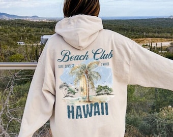 Hawaii surf hoodie coco menina estética moletom com capuz feminino na moda oversized verão hoodie vsco estético pulôver com capuz praia