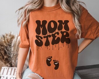 Halloween Maternity Shirt for Pregnancy Announcement, Maternity Tshirt Halloween Fall Pregnancy, Momster Shirt for Mom to Be Halloween