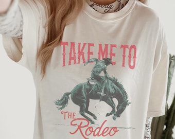 Rodeo Shirt Western American Tshirt Vintage Inspired Cowboy Graphic Tee Retro Oversized Comfort Colors Tee Boho