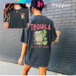 Tequilashirt grappig drinkt-shirt cadeau voor tequilaliefhebber goedkoper dan therapie T-shirt zomerdag drinkshirt