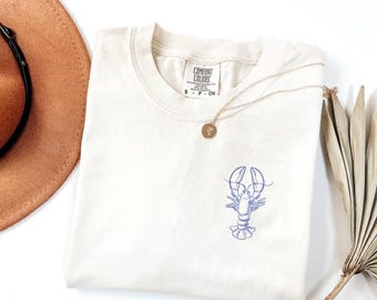 ロブスターシャツ トレンディで快適なカラーのコースタルTシャツ マリングラフィックTシャツ イタリアンサマーバイブス プレッピーロブスターTシャツ メインビーチバケーショントップ