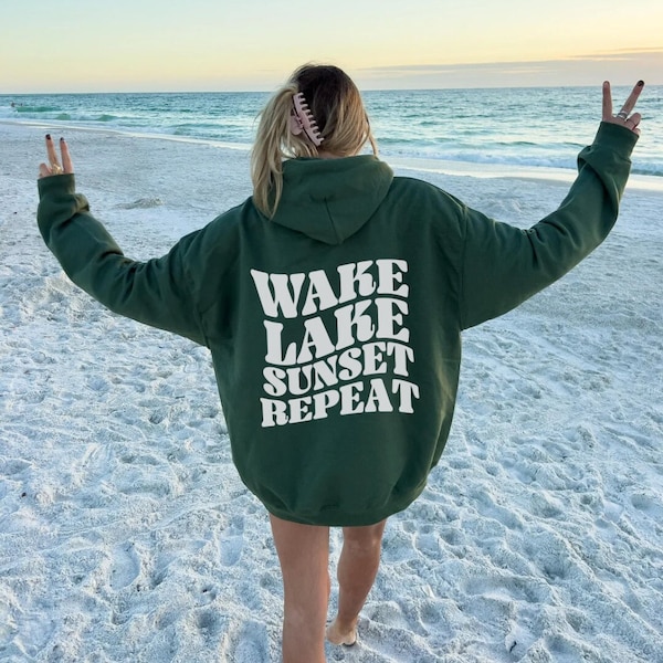 Sommer See Hoodie für Frauen Trendy Übergroße Lake Life Sweatshirt Ästhetik Zurück Print Sonnenuntergang Hoodie See Urlaub Geschenk für See Liebhaber