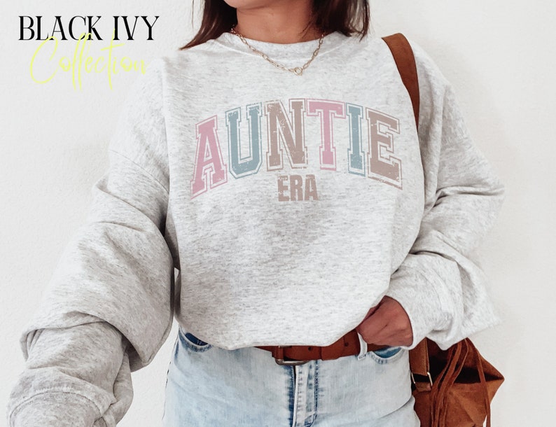 Football Auntie Sweatshirt With Kids Name Custom Football Long Sleeve Print Hoodie Personalized Football Aunt Shirt Game Day Auntie Gift