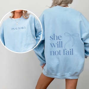 Sudadera con capucha de gran tamaño con cuello redondo y versículo bíblico del Salmo 46:5, suéter con lazo moderno y religioso, ropa de fe preppy