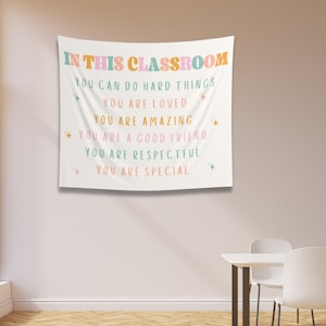 In This Classroom Tapestry You Are Sign for Classroom Banner Positive Boho Classroom Decor Teacher Inspirational Wall Decor Retro