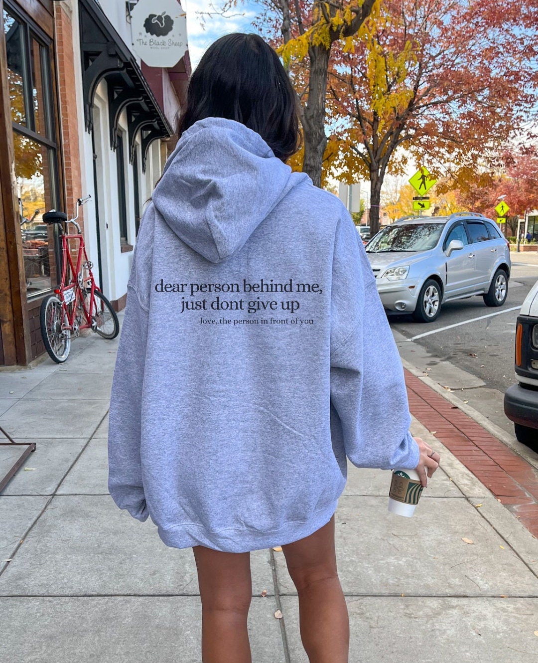 Felpa Grafica Divertente Felpa Con Cappuccio Unisex 'Dear Person Behind Me' - Design Cool, Uomo/Donna, Colore Nero, Cotone, Taglia Regular Felpa Con Stampa Divertente - Foto 10