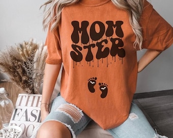 Halloween Maternity Shirt for Pregnancy Announcement, Maternity Tshirt Halloween Fall Pregnancy, Momster Shirt for Mom to Be Halloween