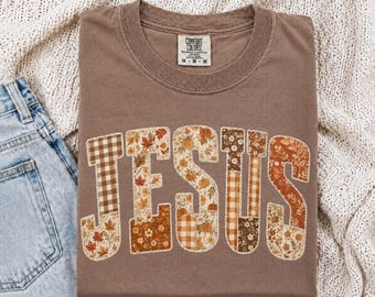 Fall Jesus Shirt, Christian Fall Shirt Jesus Comfort Colors Shirt Pumpkin Christian Tee Floral Jesus Shirt Faith Based Fall Graphic Tee