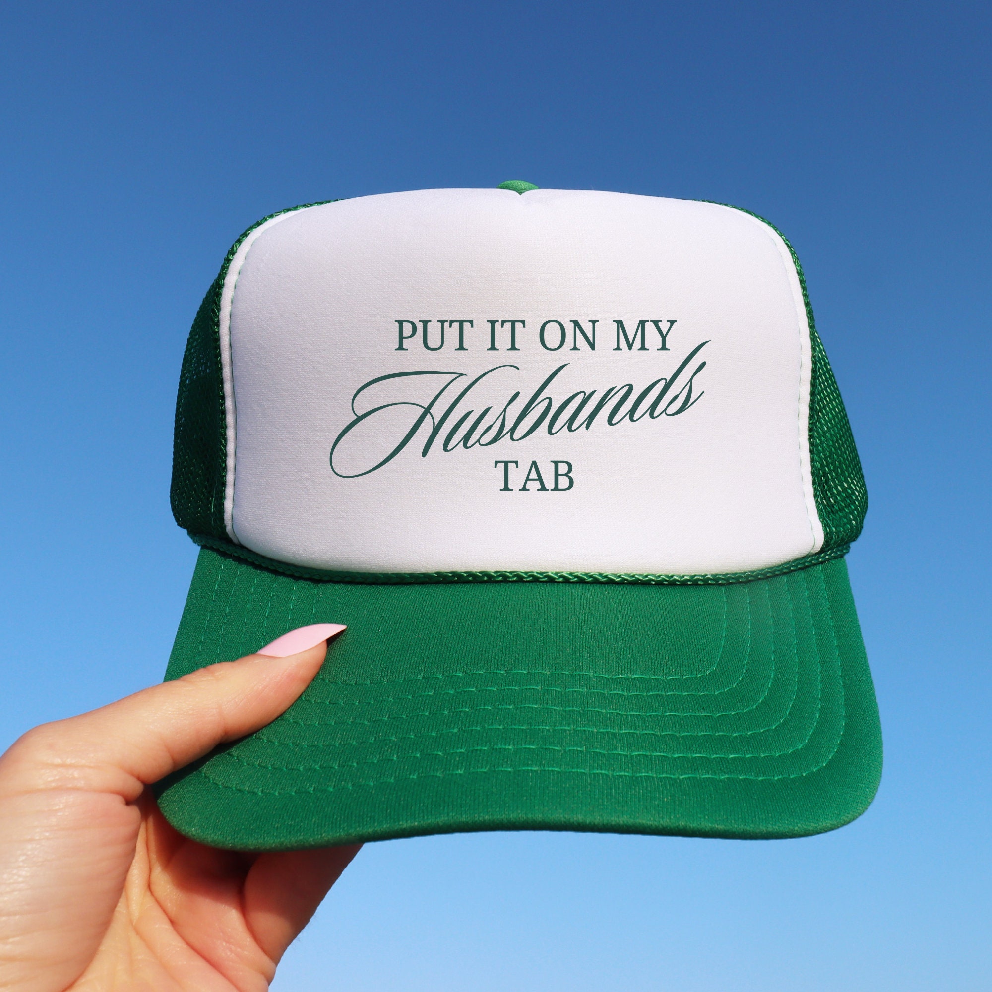 Put It on My Husbands Tab Hat Funny Bride Trucker Hat Engagement Gift ...