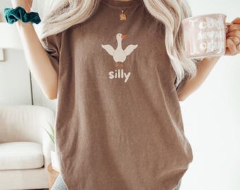 Camiseta fofa de ganso camiseta boba de ganso presente de ganso camiseta cores confortáveis presente de ganso bobo camiseta meme tendência camiseta engraçada de ganso