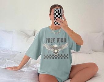 Vintage Inspired Tee Free Bird Shirt Comfort Colors Boho TShirt Eagle Shirt Old School Band Tee Thunderbird Shirt Retro Music Shirt Grunge