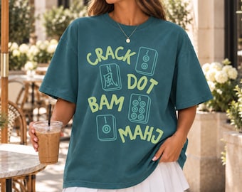 Mahjong Shirt Crack Dot Bam Tee Mahjong Gift for Women Mah Jong Club Shirt Comfort Colors Graphic Tee Mahjong Player Gift