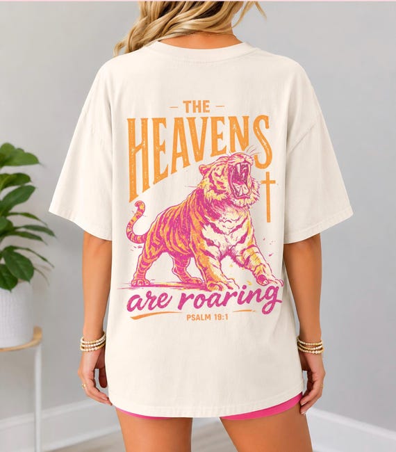 The Heavens Are Roaring Shirt Retro Christian Graphic Tee Psalm 19:1 Comfort Colors Shirt Faith Based Oversized Tshirt Trendy Christian