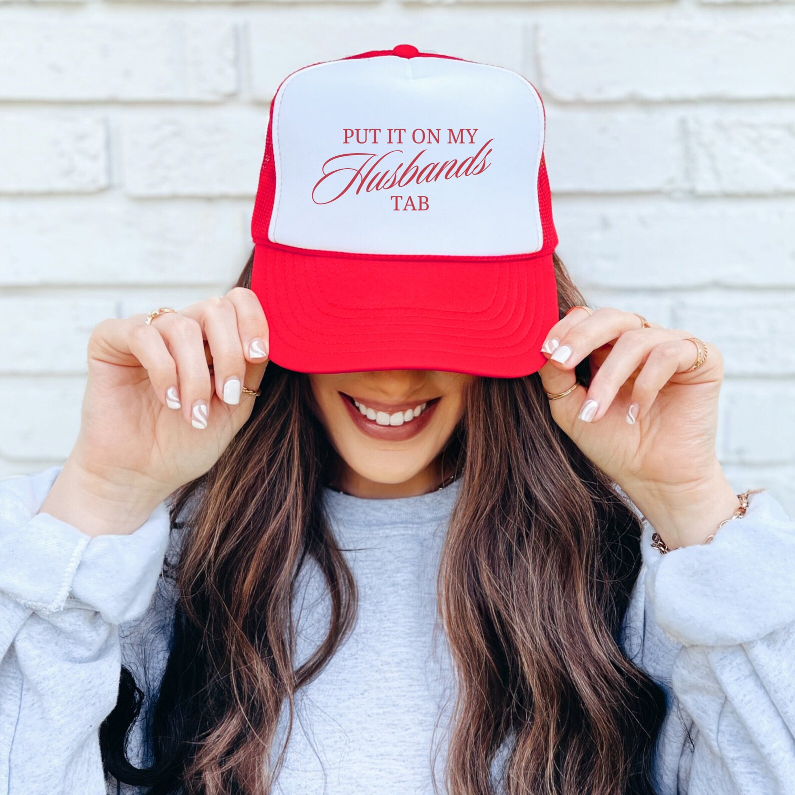 Put It on My Husbands Tab Hat Funny Bride Trucker Hat Engagement Gift ...