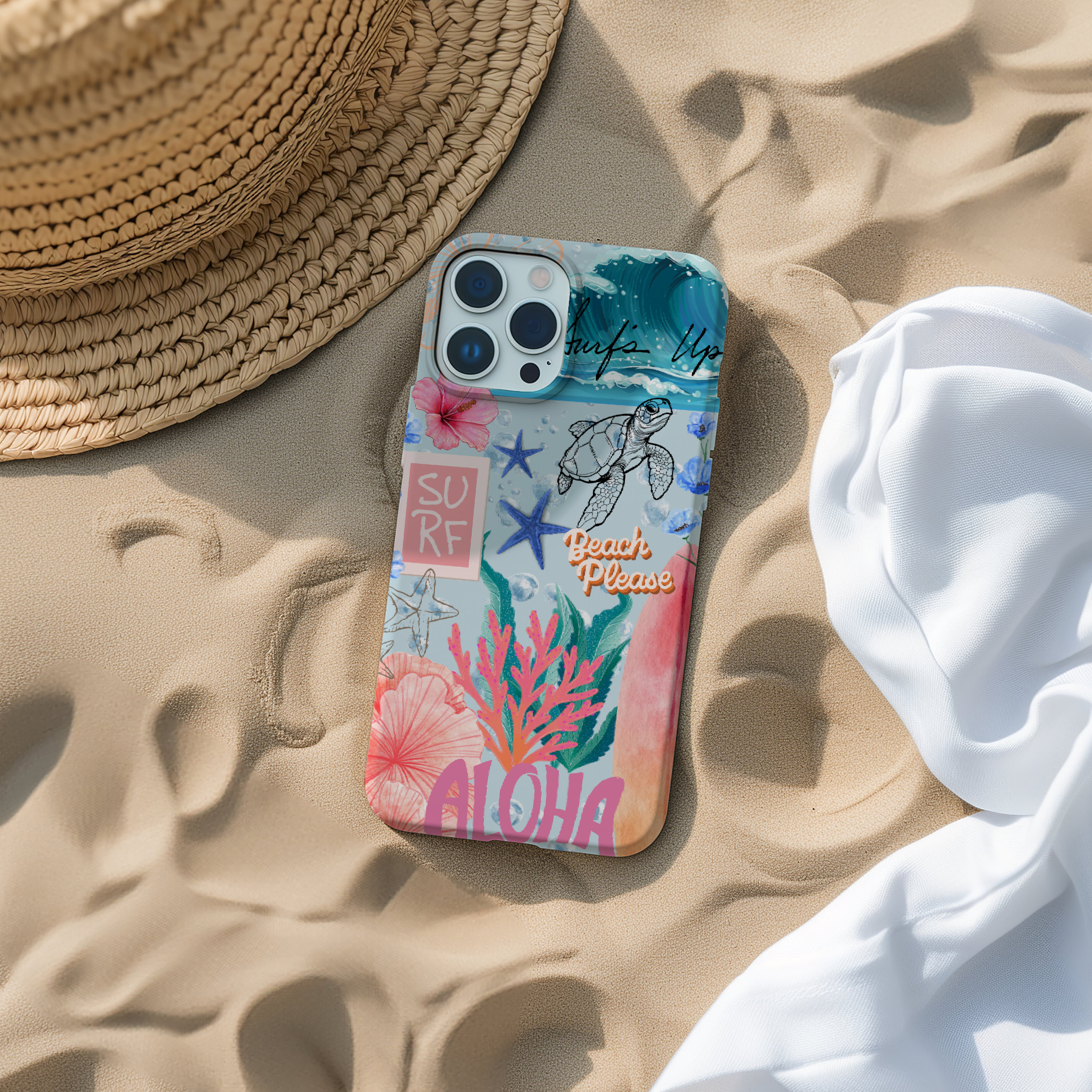 Beach Collage Phone Case Aesthetic Case IPhone Coconut Girl Phone Case Hibiscus Y2K Summer Preppy Gift For Her