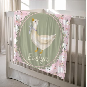 Personalisierte Gans Baby Decke Mädchen individuelle Baby Decke Name Neugeborene Mädchen Kinderzimmer Dekor Gingham Geschenk für neue Baby Krankenhausdecke
